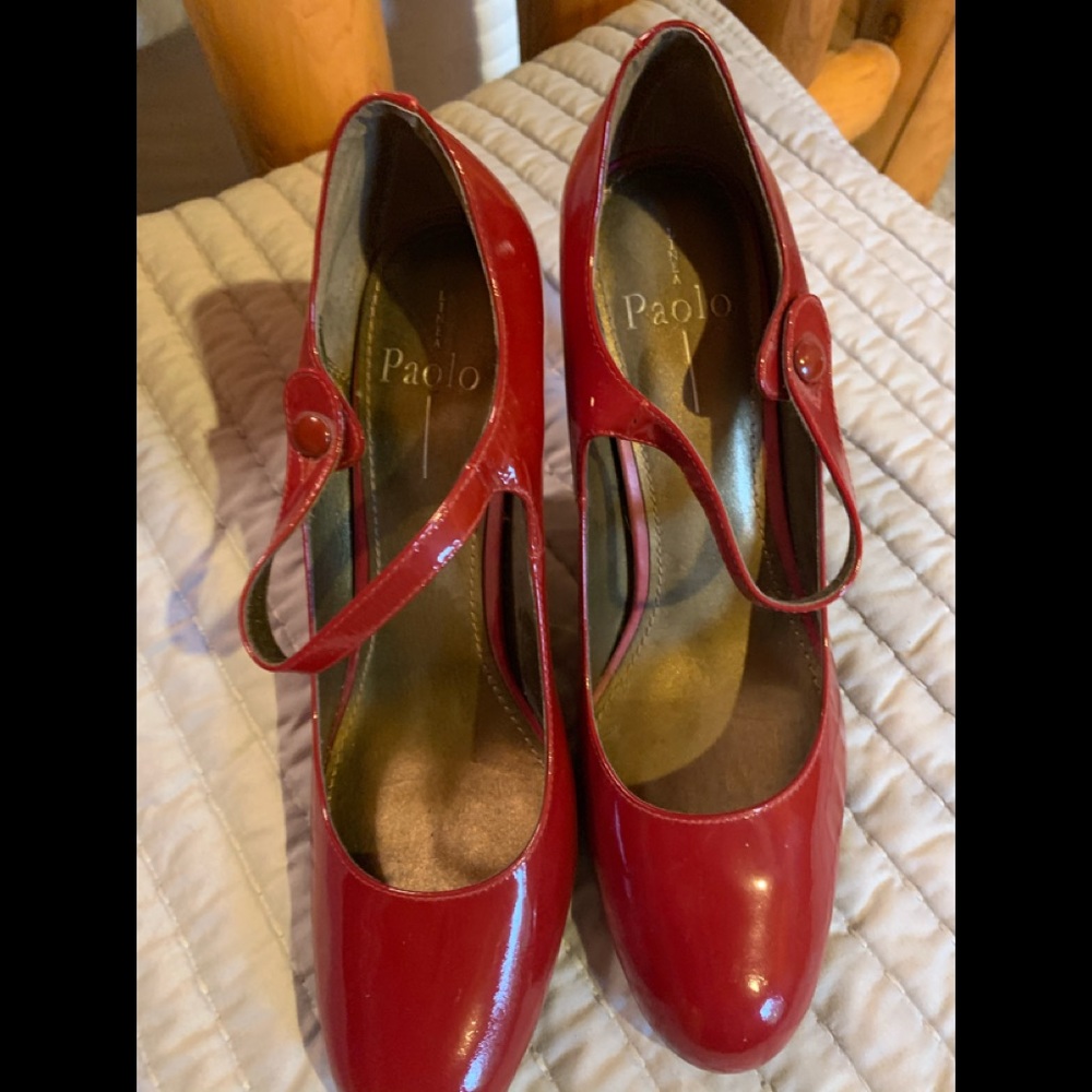 PAOLO Linea red Mary Jane puno heels shoes